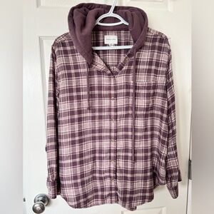 AE oversized hooded flannel